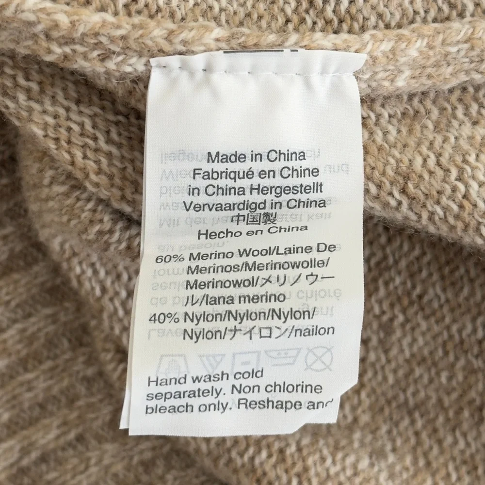 NWT Men’s J. Crew Tan Merino Wool Blend  1/4 Zip Pullover Sweater Jumper